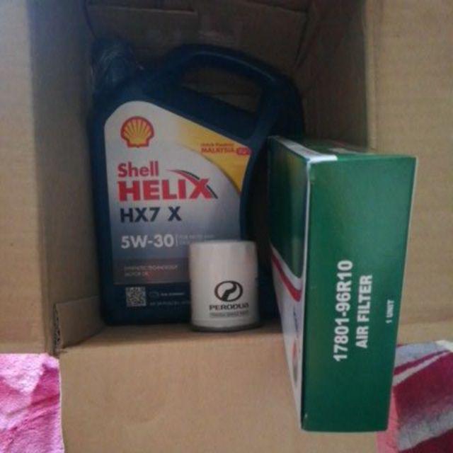 Shell Helix HX7 5W30 Engine Oil (4L)+Oil Filter+Air Filter 