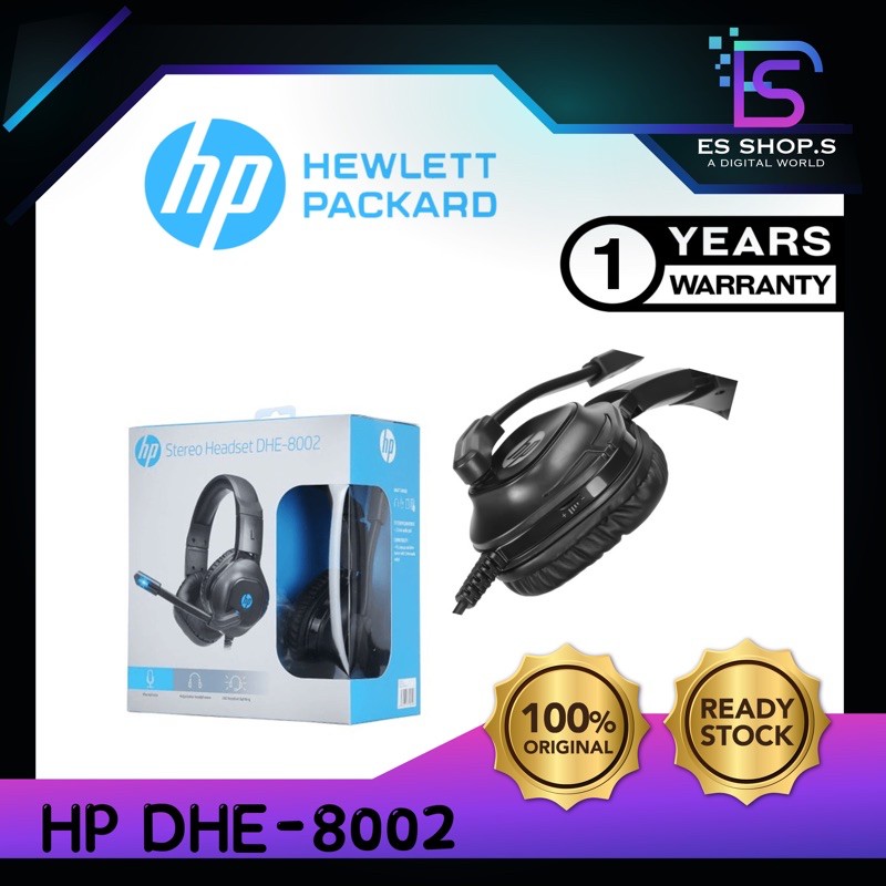 HP DHE-8002 Gaming Headphones With LED Headset Lighting 3.5mm Jack