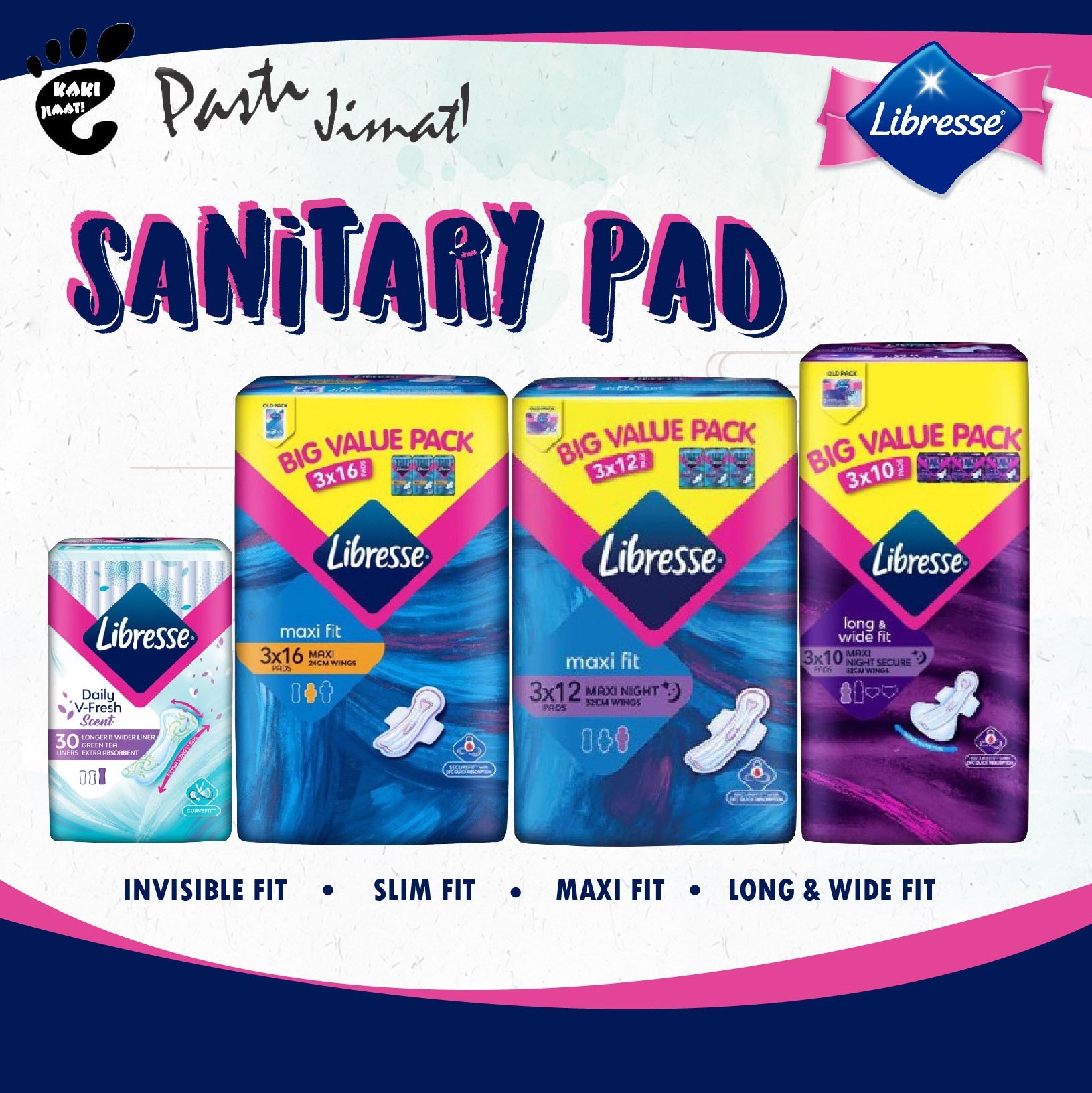 Libresse Sanitary Pad Value Pack of 3 (Max Wing / Daily V ...