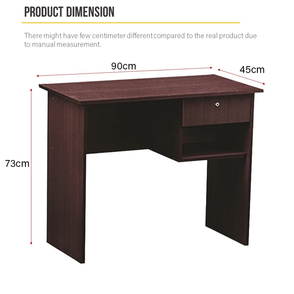 FINSSO: Writing Table 3ft (L:90cm) Office desk Study Desk with 1 DRAWER