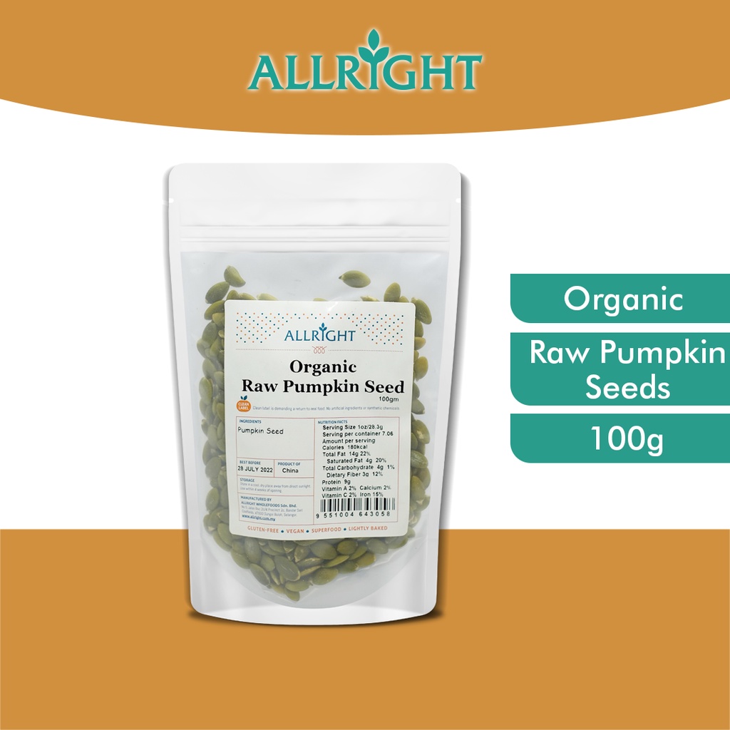 AllRight Organic Raw Pumpkin Seeds (100g) Shopee Malaysia