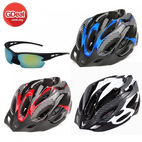 GDeal Adjustable Mountain Road Bike Cycling Helmet Pair With Sunglasses