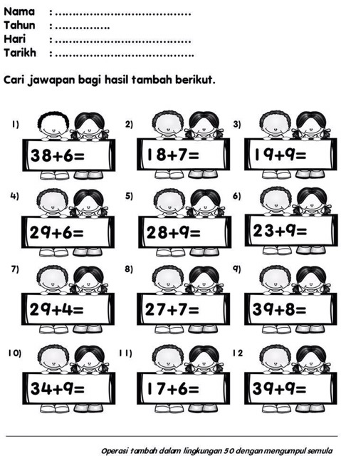 Softcopy Lembaran Kerja Matematik Tambah Dan Tolak Nombor Lingkungan Puluh Dan Ratus Shopee Malaysia