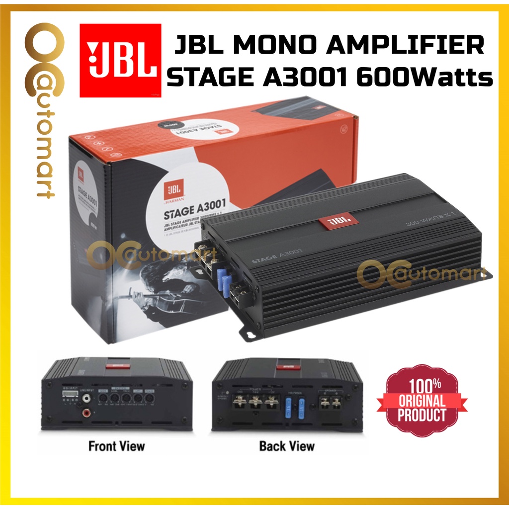 JBL STAGE A3001 Class D Mono Amplifier 600 Watts Peak Power Car Audio ...