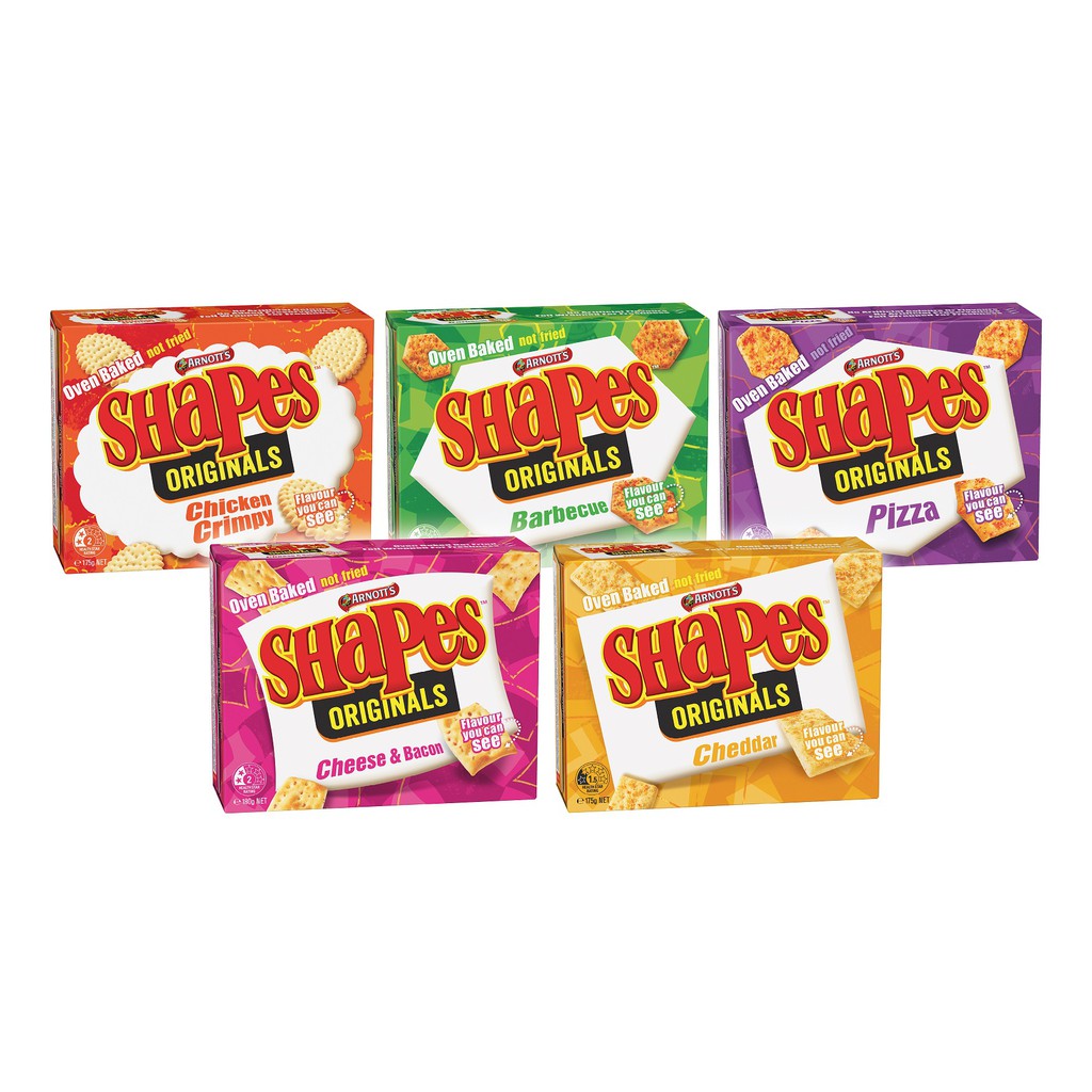 Arnotts Shapes Biscuits (Pizza, Barbecue, Cheddar) 190g Shopee Malaysia