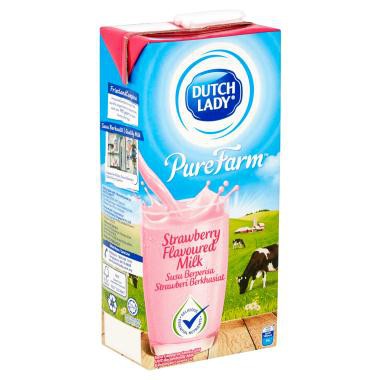 Dutch Lady Pure Farm Strawberry Uht Milk 1l Susu Segar Kotak Strawberi Shopee Malaysia