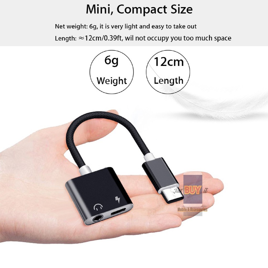 2 In 1 Type-C To 3.5mm AUX Jack Earphone USB Charger Cable ...