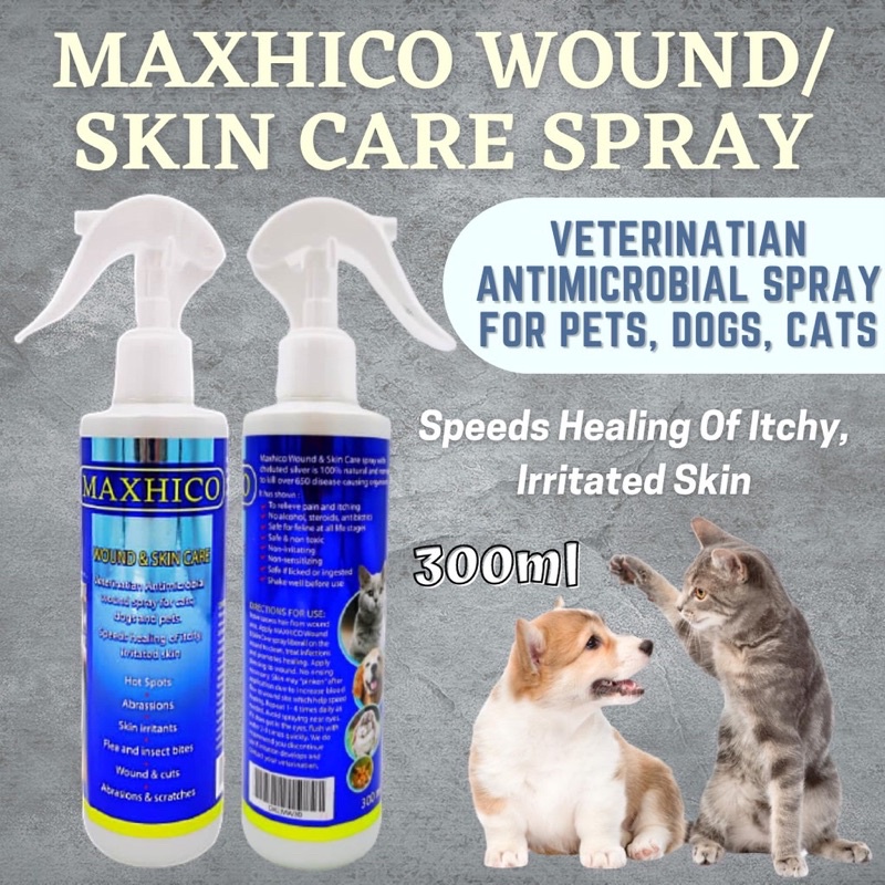 MAXHICO Wound & Skin Care Spray For Cats Dogs & Small Animals 300ML ...