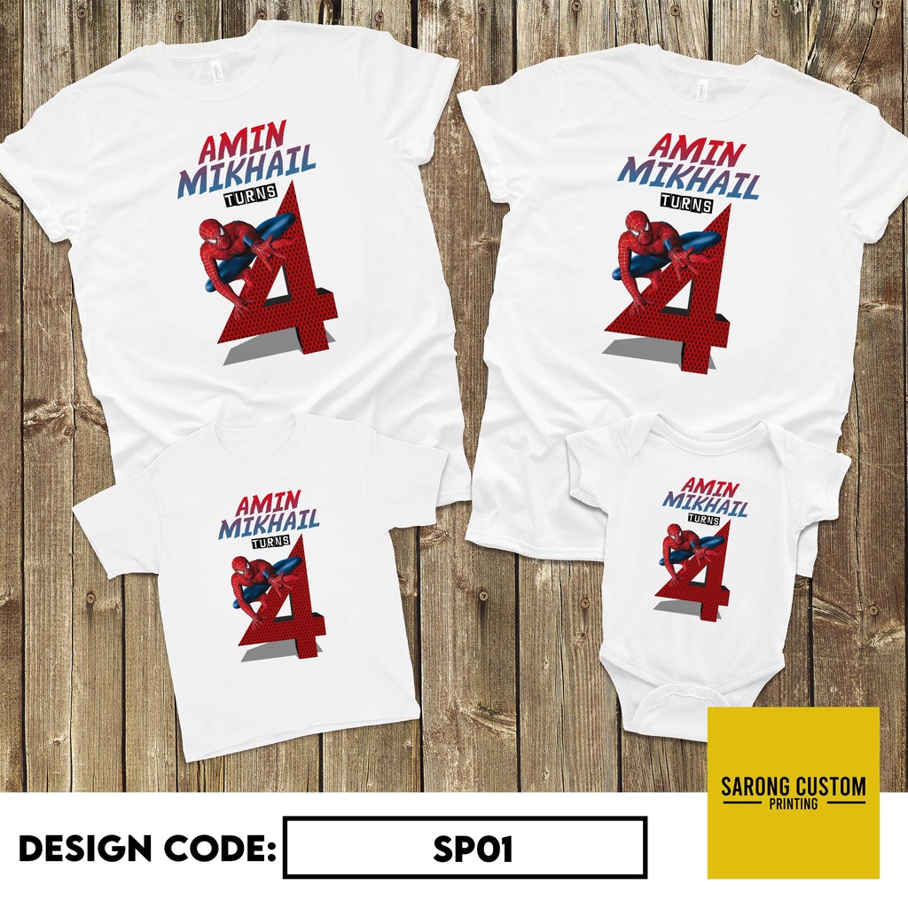 Spiderman Birthday Family T-shirt Custom Baju Hari Jadi Sedondon 100% ...