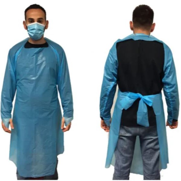 Medical CPE Gown Isolation Gown Plastic Apron PPE Suit Blue