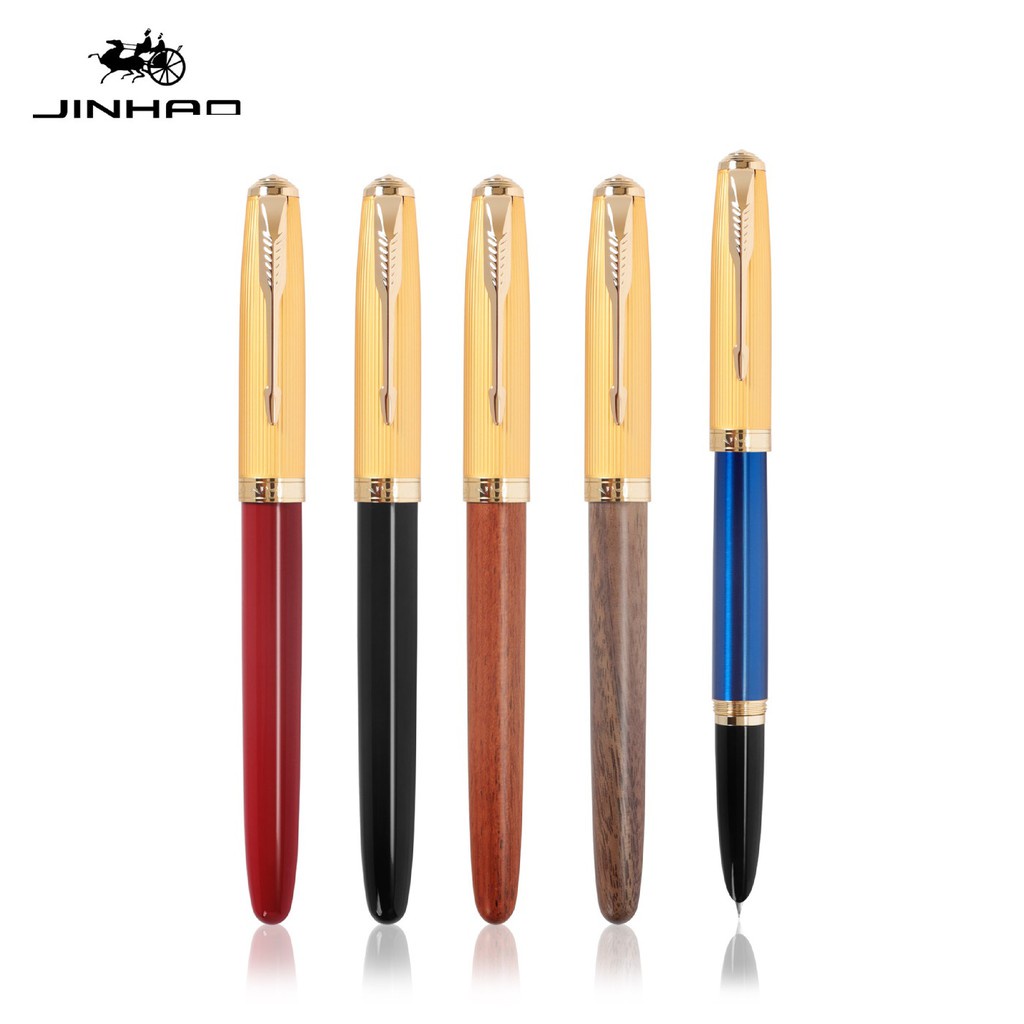 Jinhao 85 Reto Pro Fountain Pen Wood / Copper Material Gold Arrow Clip ...
