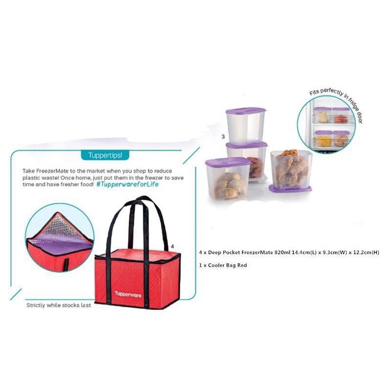 💥NEW STOCK!!💥 Tupperware Deep Pocket Freezermate 820ml / Cooler Bag (1)