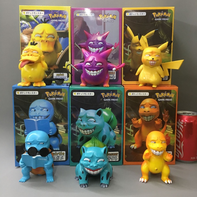 Pokemon Figure 银标猥琐皮卡丘耿鬼可达鸭小精灵杰尼龟妙蛙种子手办模型摆件