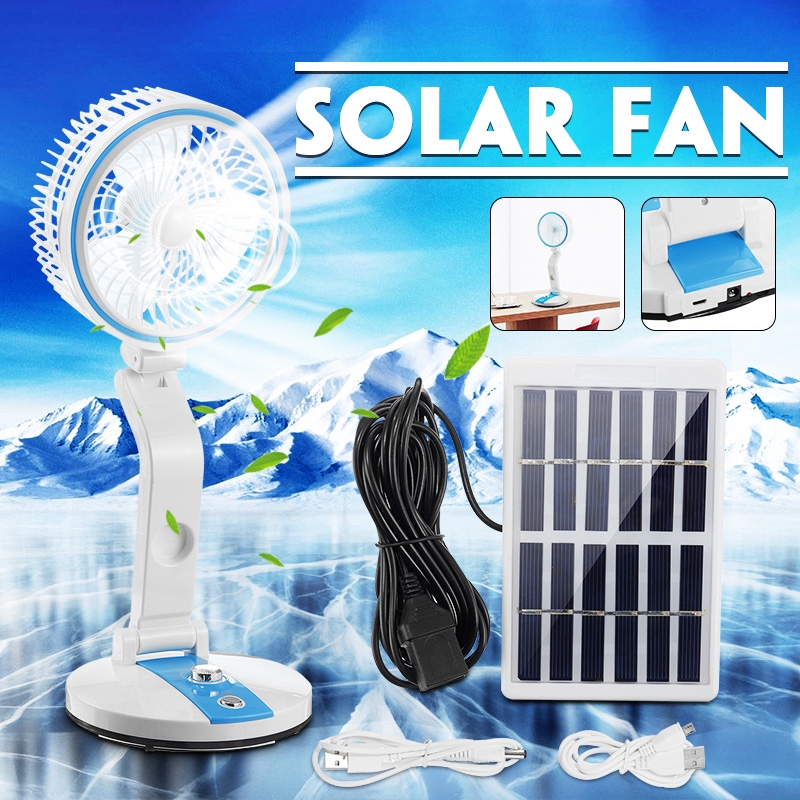 Mini Solar Power Panel Portable Fan Desk Cooling 5V USB Fan Cell Cooler Outdoor! 