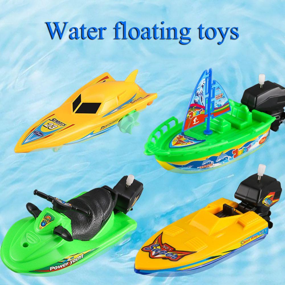【HOT】Children’s water boat sailing motorboat speedboat yacht bathing clockwork baby winding toy C4U5