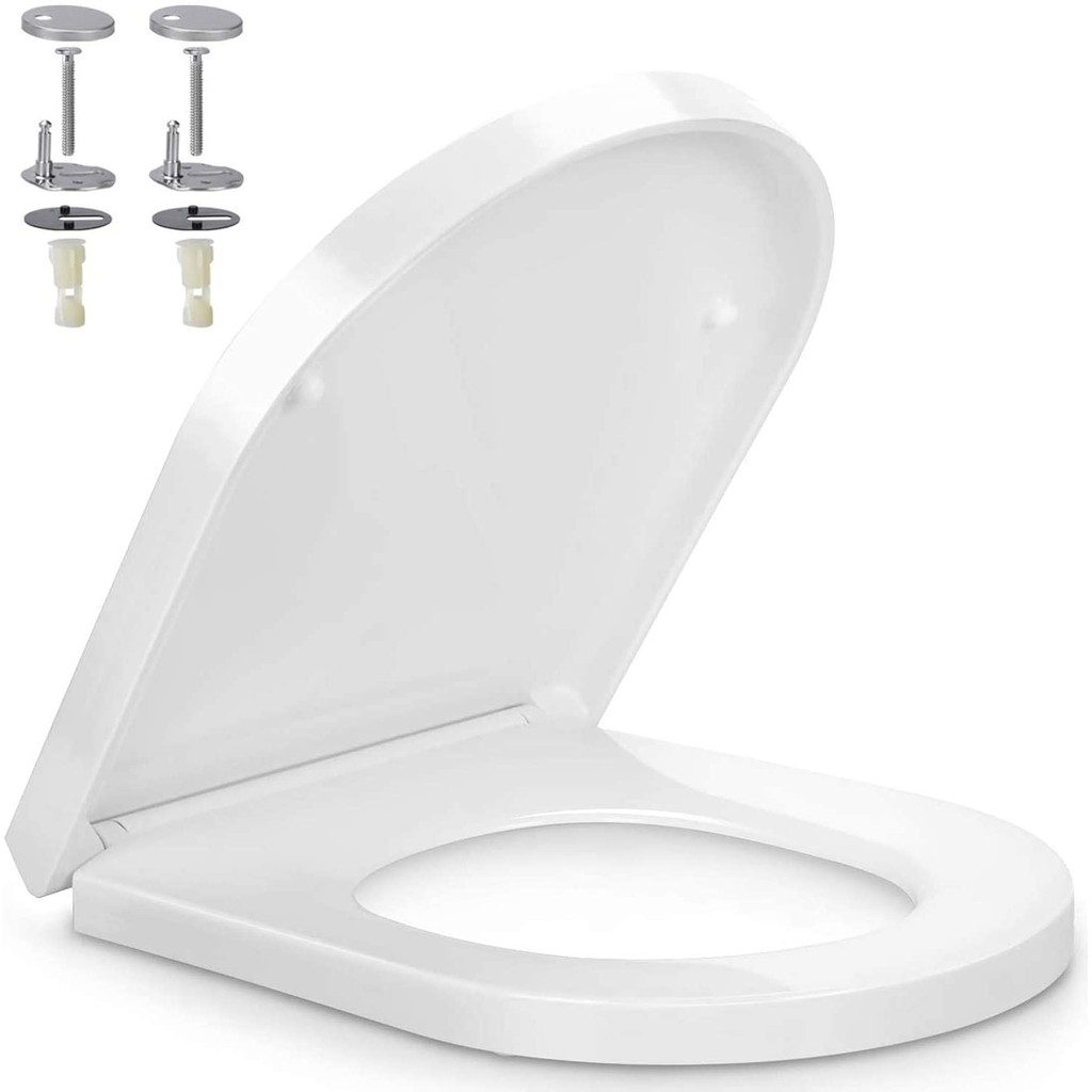 Soft Close Toilet Seats Toilet Lid Cover with Quick Release Loo Seat Simple Top Fixing Toilet Seat White 