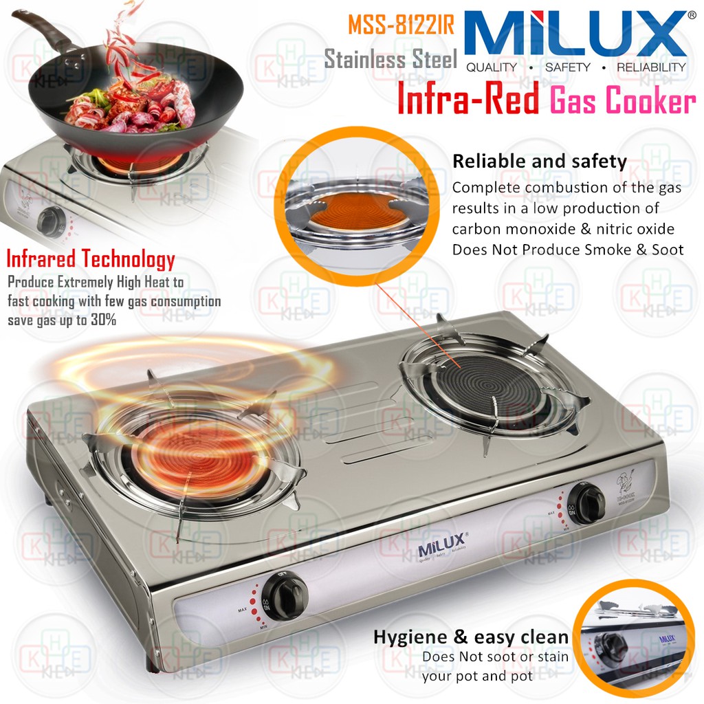 Milux Stainless Steel Infrared Gas Cooker Dapur Gas Infra ...