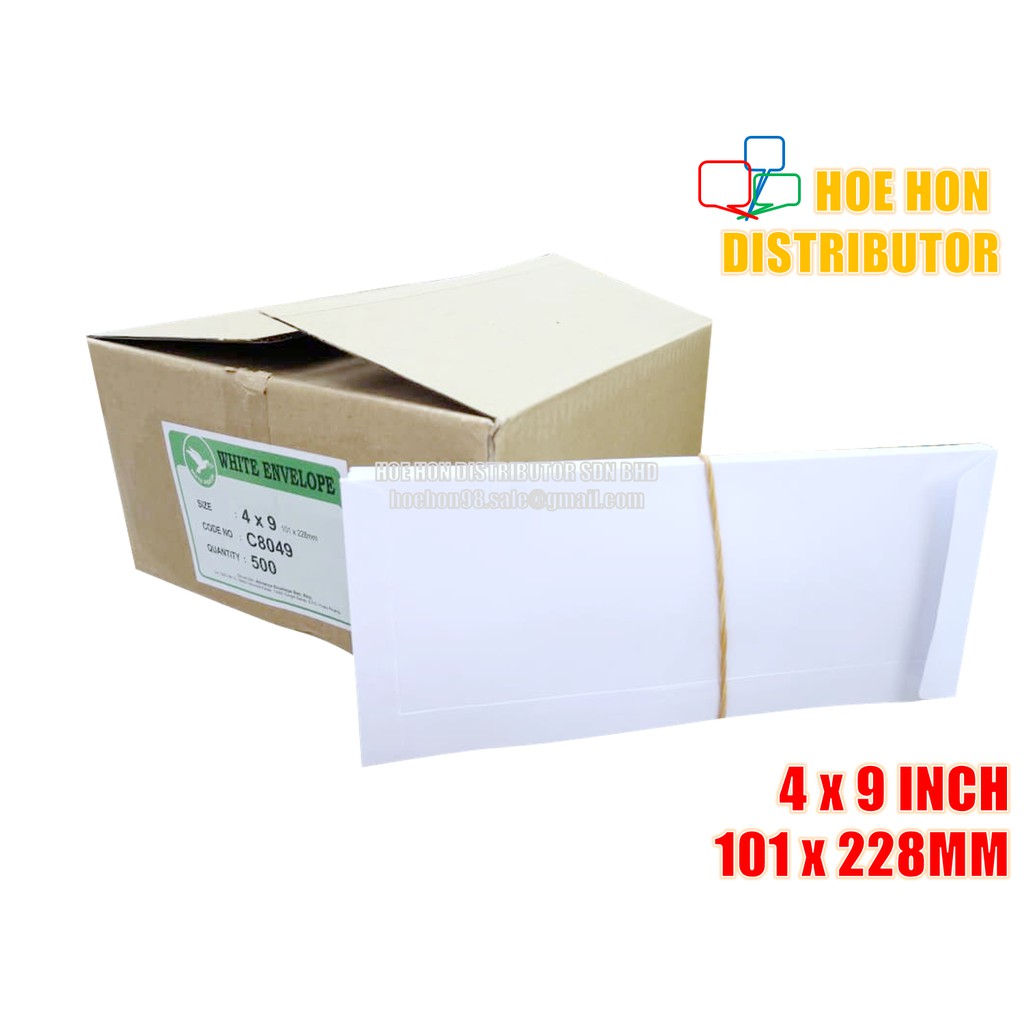 Long White Envelope Sampul Surat Putih 80gsm 4 X 9 Inch 101 X 228mm Shopee Malaysia