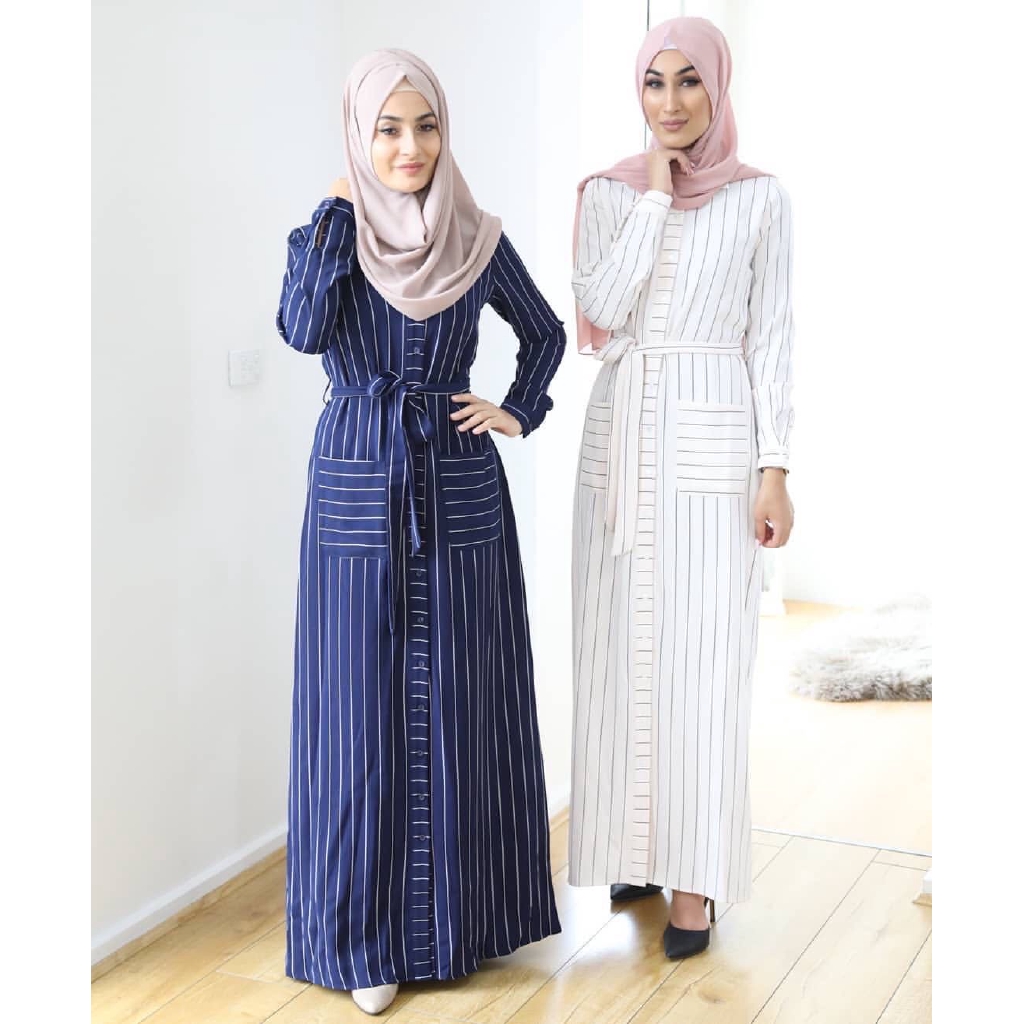 black and white striped abaya