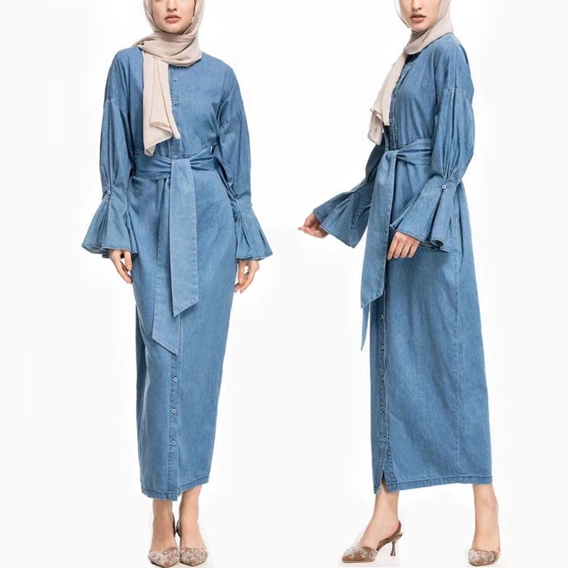 dress denim muslimah