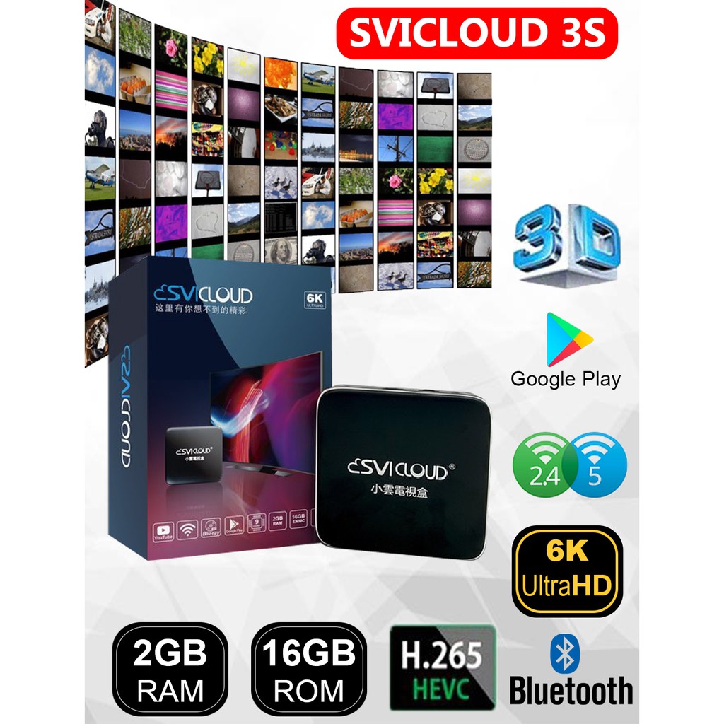 Svicloud 3s Malaysia Version Tv Box Android Box Youtube Netflix 2 16gb 6k 2 4ghz Wifi Shopee Malaysia