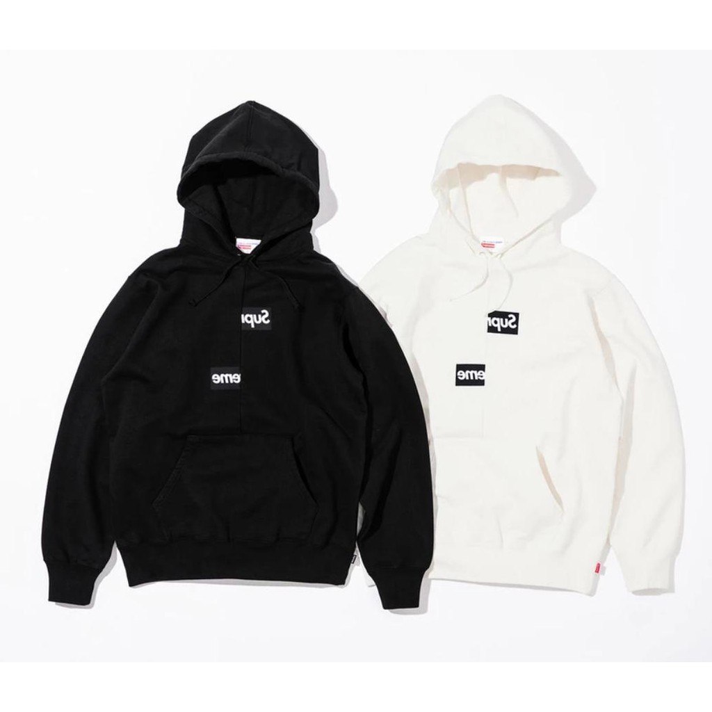 supreme comme des garcons split box logo hoodie