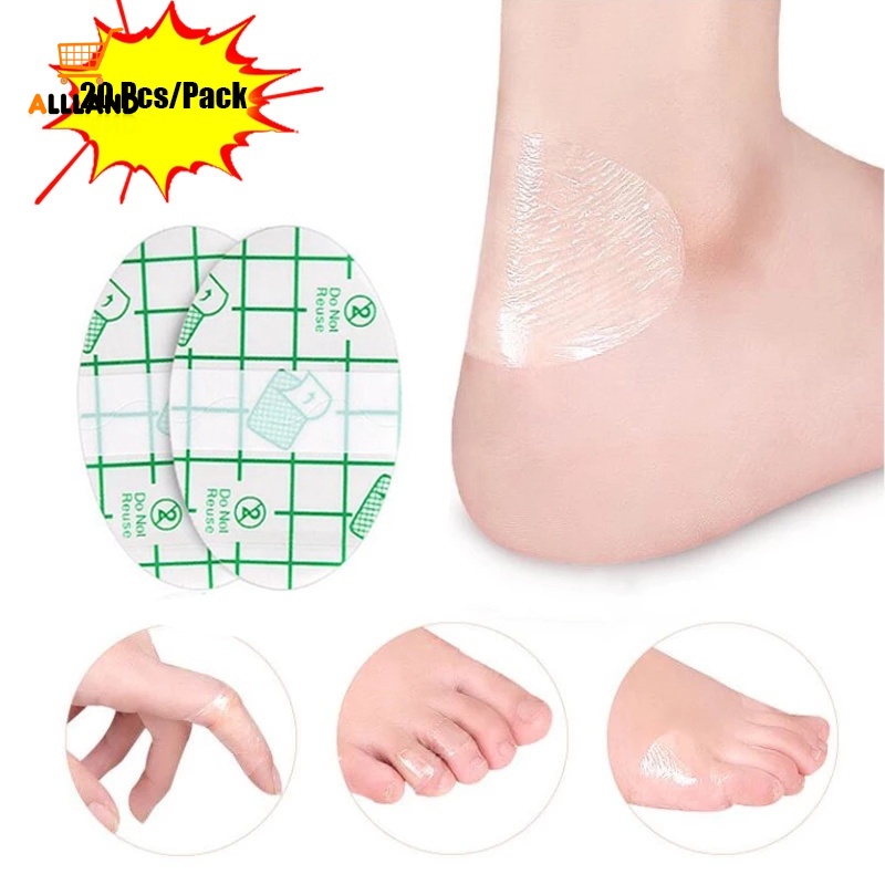 20 Pcs/Pack Oval Shaped Invisible Elastic Foot Care Sole Sticker/ Anti Blister Friction Pain Relief Shoes Patch/ Women Men Heel Protector