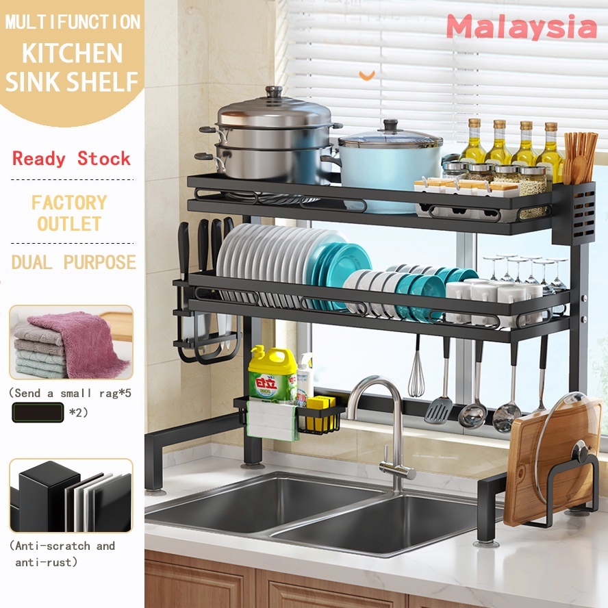 Free gift minimalist sink shelf Rak Pinggan Rak Dapur Dish Rack Kitchen