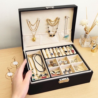 Women Jewelry Box Earrings Rings Tray Holder Necklace Bracelet Storage Case LH 