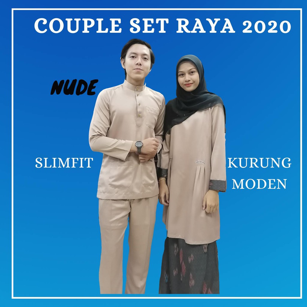  Baju  Raya Couple  Set Warna  Nude Maroon  DustyPink Shopee 