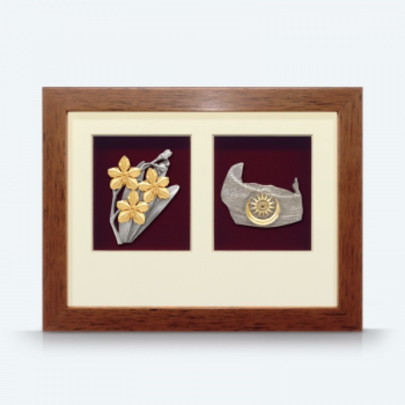 (JS Pewter) 2 in 1 Solid Wood Frame with Gold Plated Pewter | Product Malaysia | Pewter Selangor | Corporate Gifts