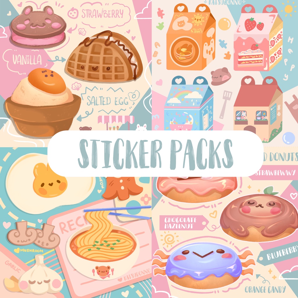 Original Cute animals and food stickers set Shopee Malaysia