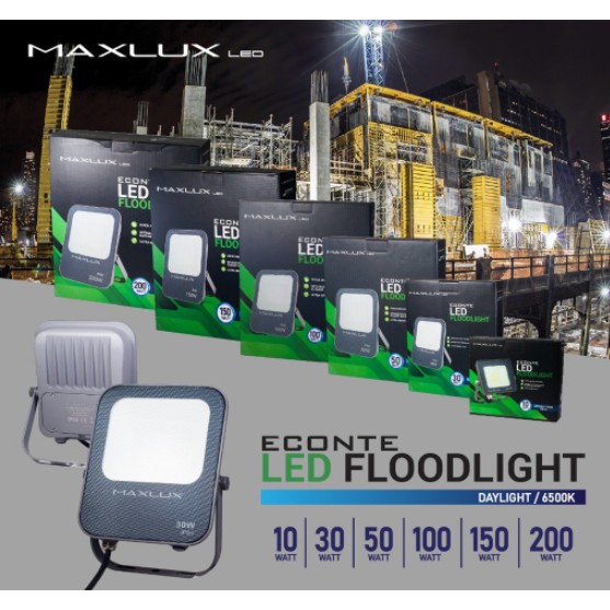 MAXLUX LED ECONTE LED FLOODLIGHT / SPOT LIGHT / WATERPROOF / 10W / 30W / 50W / 100W / DAYLIGHT 6000K / WARMWHITE 3000K