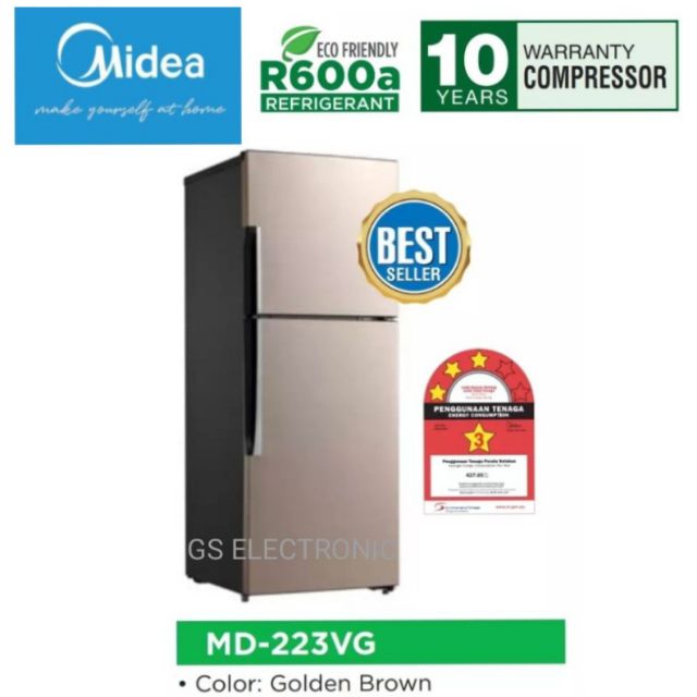 Refrigerator 2Door MIDEA MD-223VG 10 YEARS WARRA COMPRESSOR