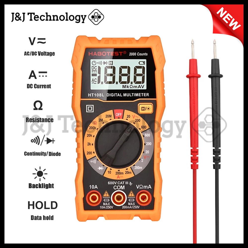 JNJ Technology Digital Multimeter HT108L Manual Range Mini Voltage