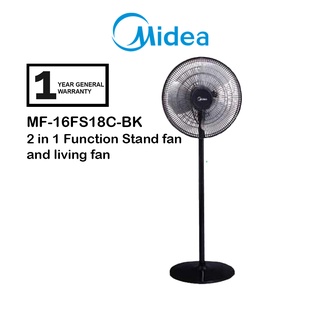 Midea Mf 16fs18c 16 Stand Fan 2 In 1 Adjustable Black Colour White Colour Abs Blade Shopee Malaysia