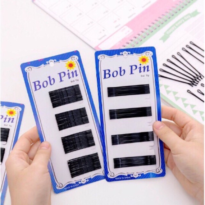 Blister of black hairpins and bobby pins (36 and 60 pieces)