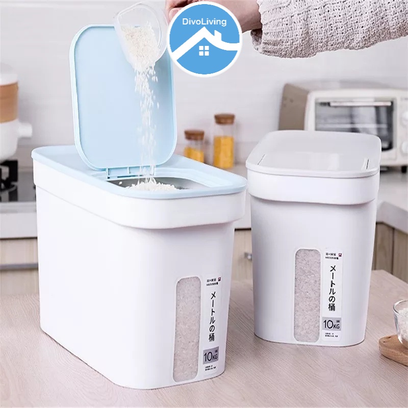 READY STOCK❤️10KG Rice Storage Multipurpose Rice Dispenser Storage Container Box With Rinsing Cup /Bekas Beras