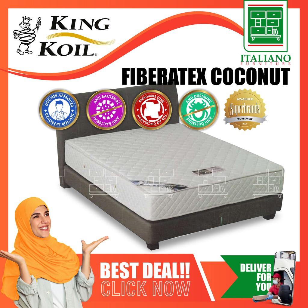 King Koil Fiberatex Coconut 8 Inch 100 Coir Fibre Mattress With 10 Years Warranty Shopee Malaysia