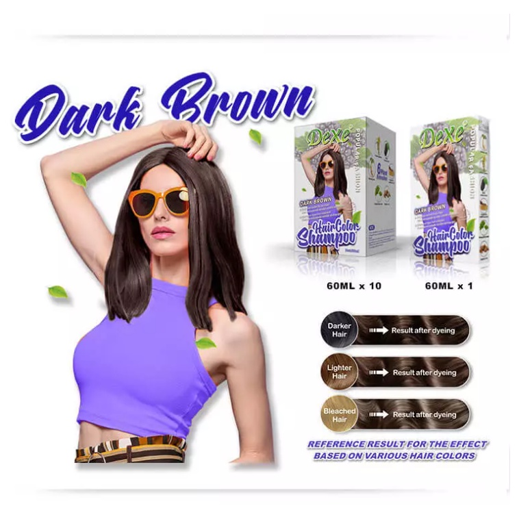 Dexe Color Dark Brown Hair Shampoo (10 sachet X 25ml) Herbal And
