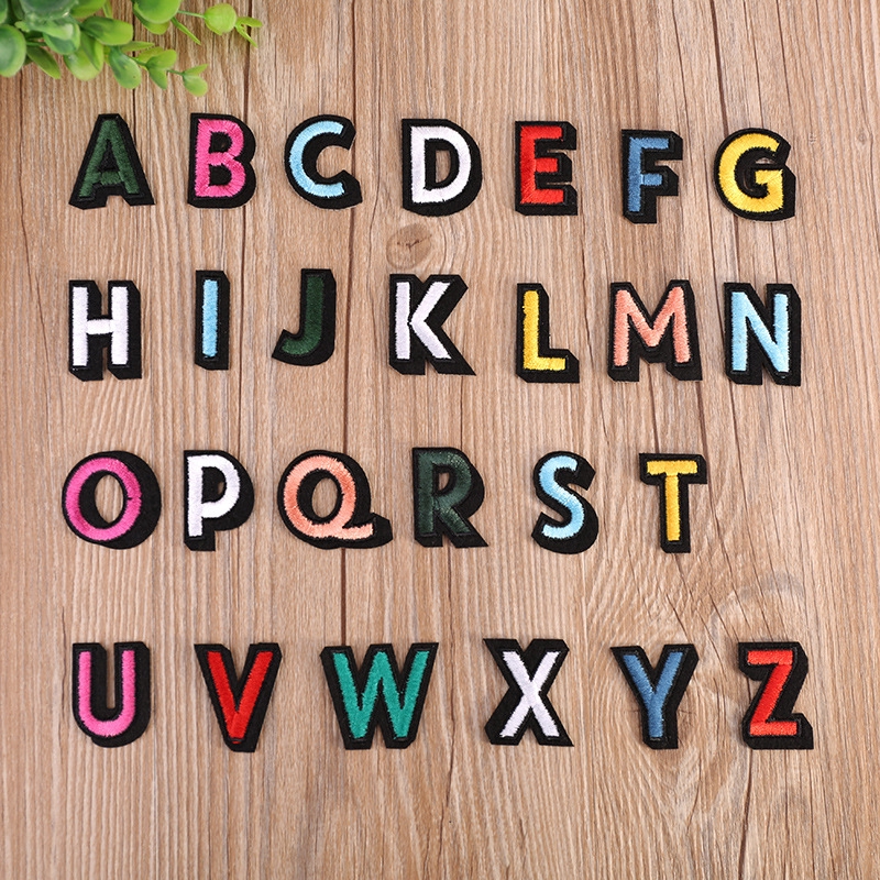 Clothes Cloth Patch Stickers Affixed Cartoon Fashion Embroidery Denim Down 26 English Letters Trumpet Diy Decals Shopee Malaysia