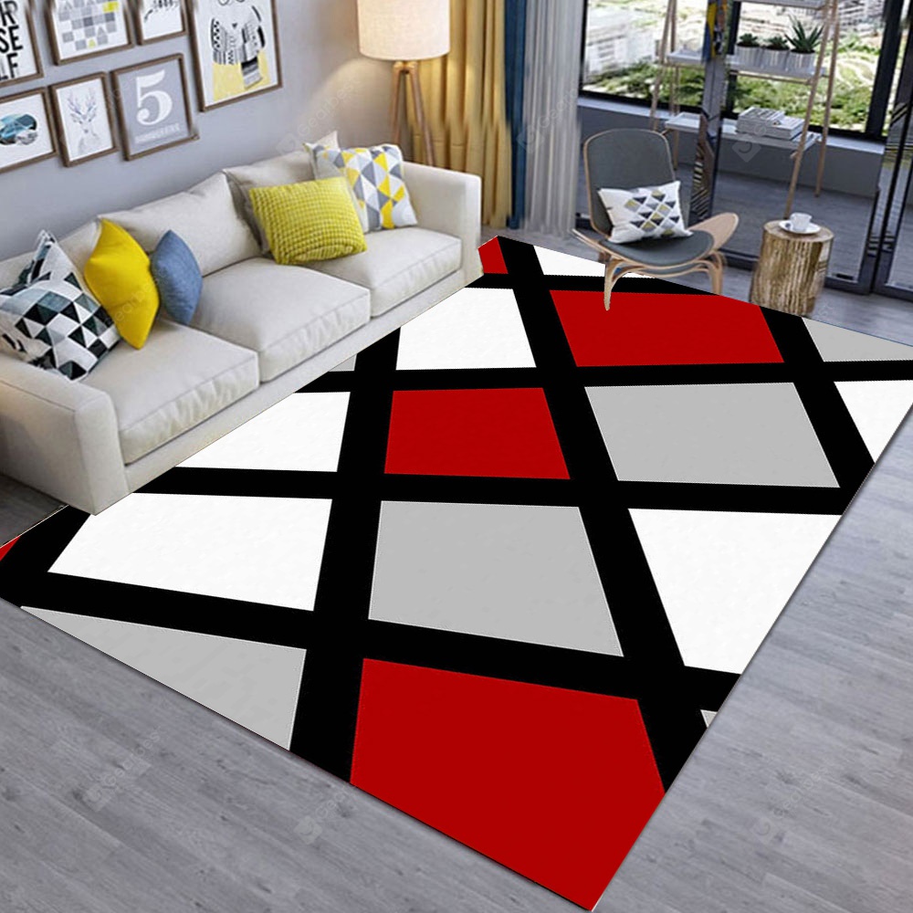 40 60cm 50 80cm 80 1cm 100 150cm Geometric Blocks Red Black Lines Pattern Area Rugs Carpet Runners Area Rug For Living Room Dining Room Shopee Malaysia