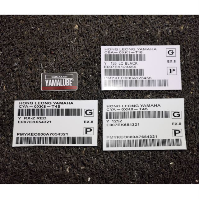 Sticker Yamalube / Barcode Lc135 / Barcode Rxz / Barcode Y125z / y15zr