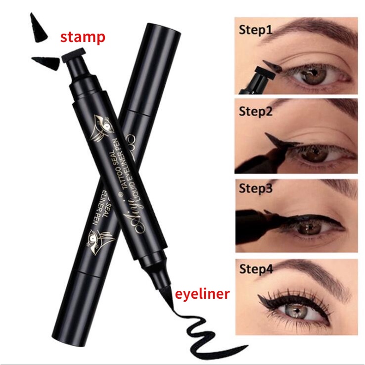 Double Head Waterproof Eyeliner Pen Cat Eye Winged Eye Eyeliner Cosmetic Seal Stamp Wings Eye 