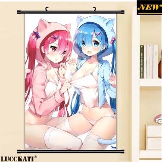 Re Zero Re Zero Kara Hajimeru Isekai Seikatsu Rezero Rem Ram Sexy Loli Cameltoe Cartoon Anime Wall Scroll Canvas Painting Poster No Scroll Scroll Shopee Malaysia