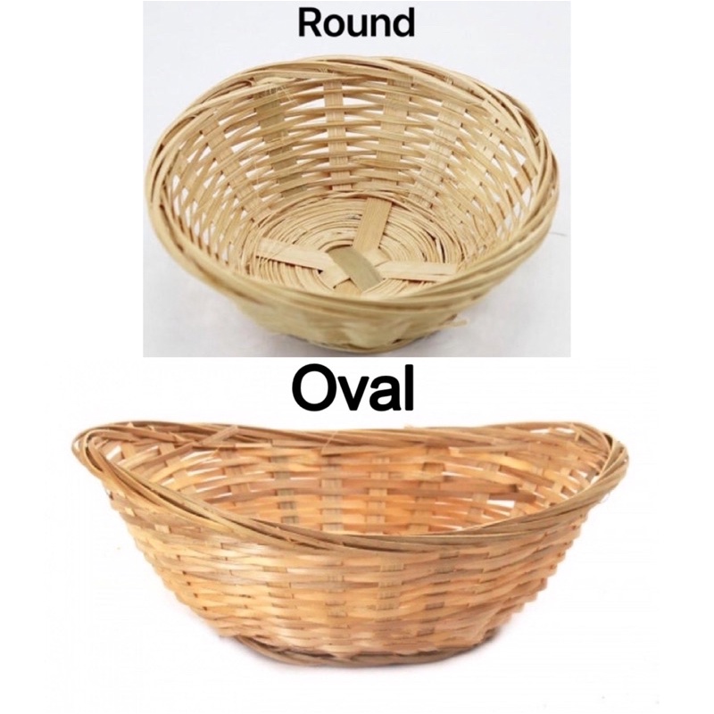 Round Oval Rattan Bamboo Basket / Bakul Rotan / Bakul Raga Buluh Bujur Bulat / Fruit Basket / Bakul Claypot Roti Basket