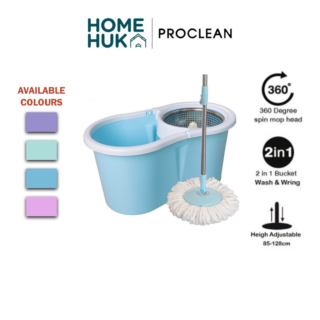 ProClean Pastel Colour Stainless Steel Spin Mop and Mop Bucket ECO