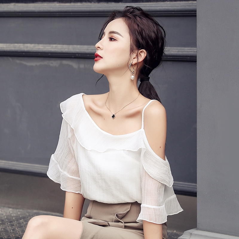 one shoulder chiffon top