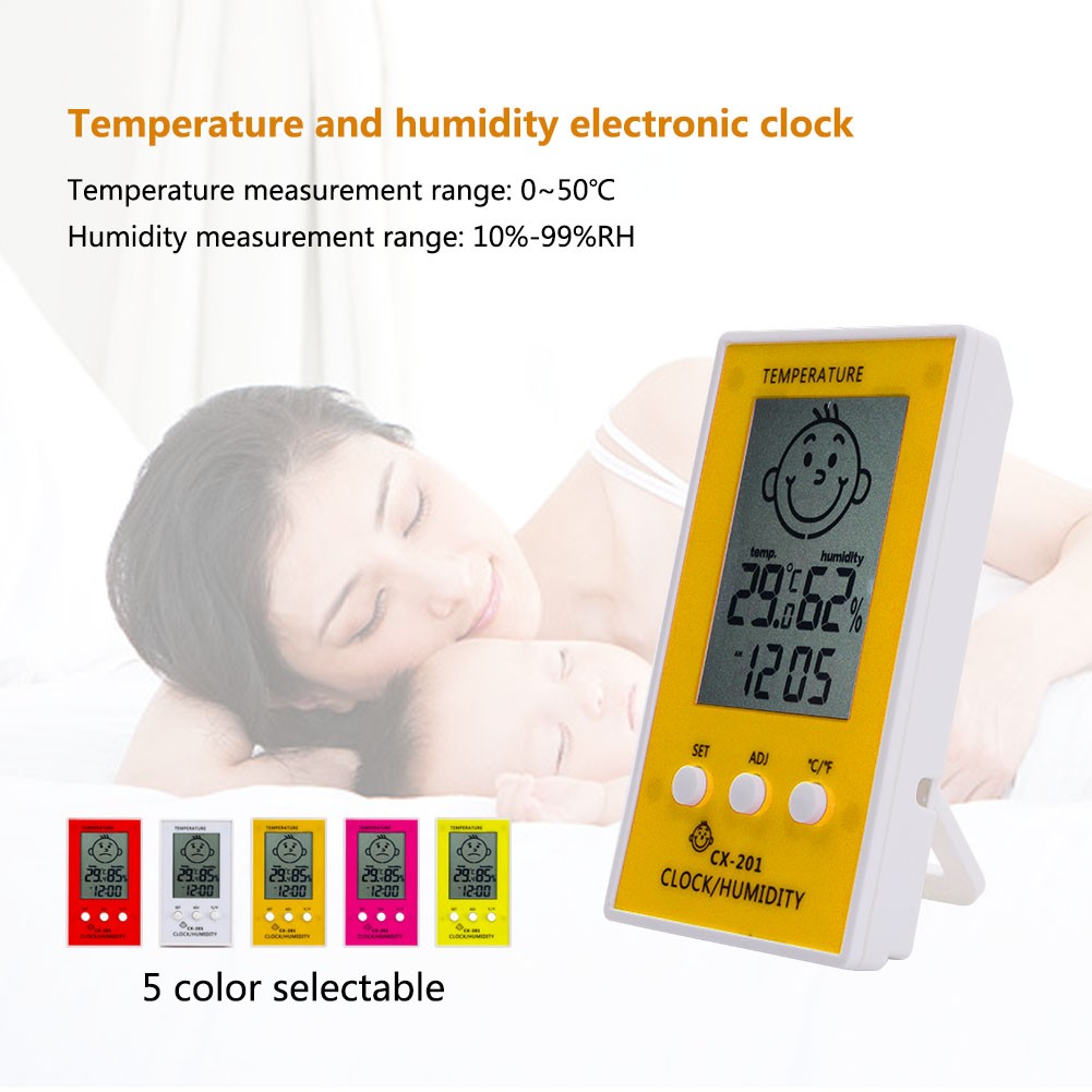 Yieryi Alarm Clock Electronic Hygrometer Indoor Home Thermometer Baby Kids Room