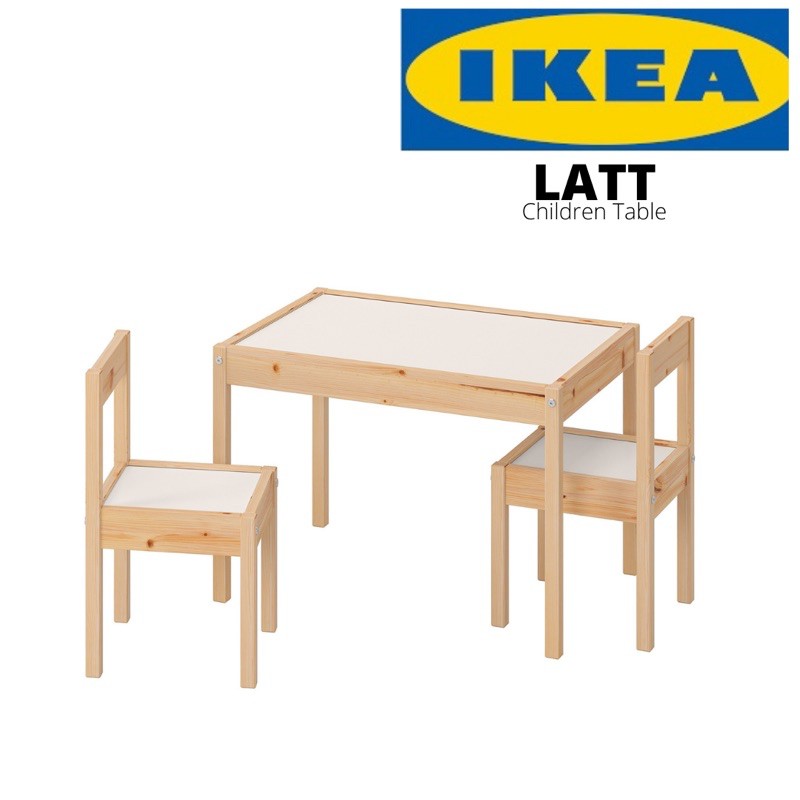 Latt Children's table with 2 chairs, white/pine Ready Stock Kids Study